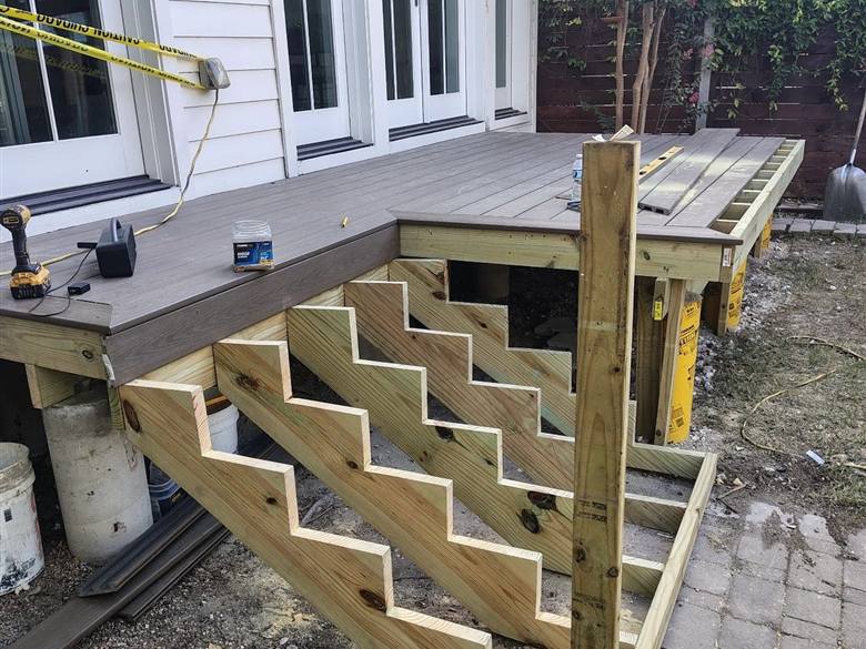 Custom wood deck and stairs built in Austin